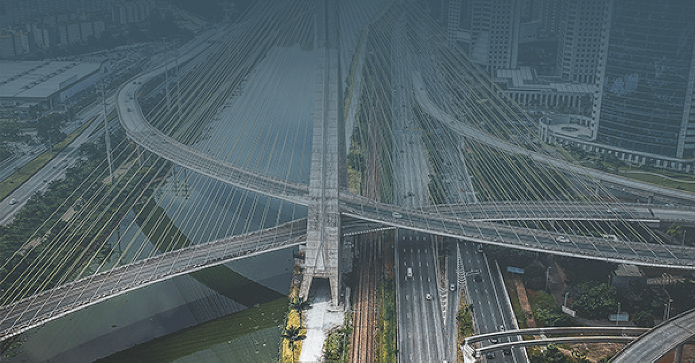 imagem mostra visão área da ponte estaiada são paulo para representar notícia sobre o manejo hídrico integrado em ambientes urbanos