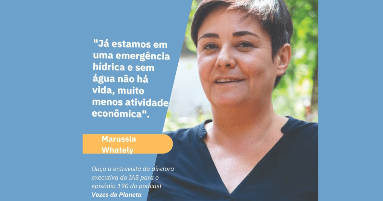 arte mostra fotografia de marussia whately com citação dela em uma entrevista sobre a emergência hídrica