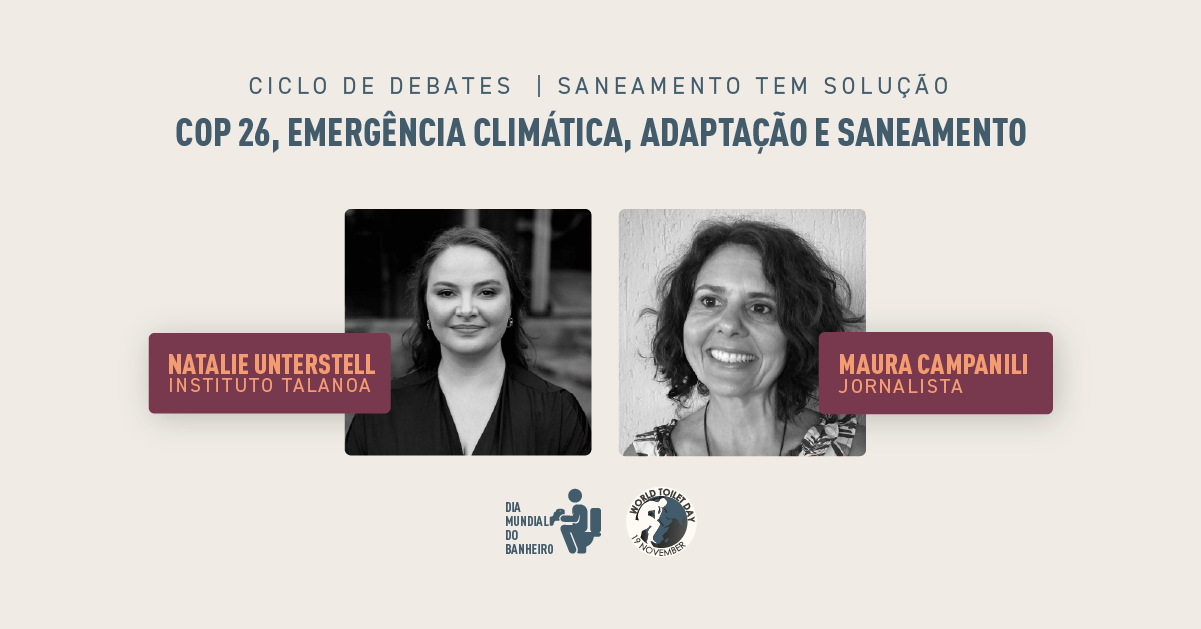 imagem divulga o debate sobre COP 26, Emergência Climática, Adaptação e Saneamento