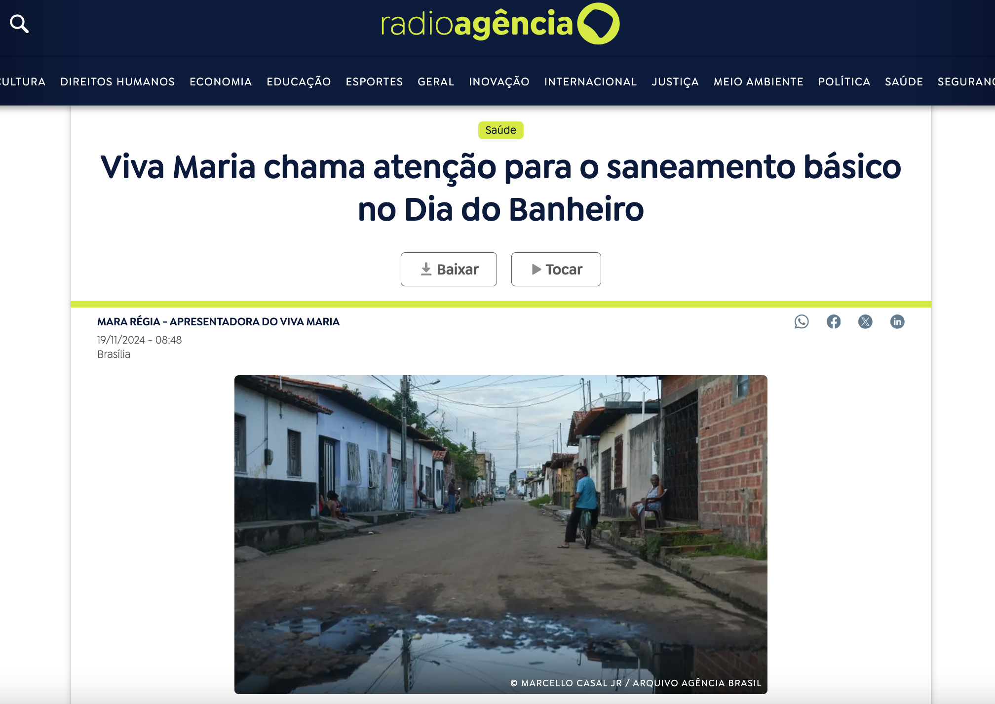 Rádio Nacional aborda o Dia Mundial do Banheiro em programa especial