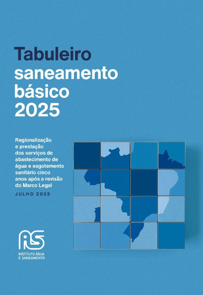 Capa Tabuleiro IAS 2025 capa publicação sobre o saneamento mostra o mapa do brasil em formato de tabuleiro